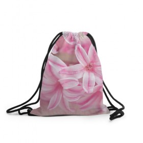 Рюкзак-мешок 3D с принтом Нежные цветочки в Тюмени, 100% полиэстер | плотность ткани — 200 г/м2, размер — 35 х 45 см; лямки — толстые шнурки, застежка на шнуровке, без карманов и подкладки | Тематика изображения на принте: розовый | цветок | цветы
