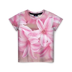 Детская футболка 3D с принтом Нежные цветочки в Тюмени, 100% гипоаллергенный полиэфир | прямой крой, круглый вырез горловины, длина до линии бедер, чуть спущенное плечо, ткань немного тянется | розовый | цветок | цветы
