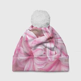 Шапка 3D c помпоном с принтом Нежные цветочки в Тюмени, 100% полиэстер | универсальный размер, печать по всей поверхности изделия | розовый | цветок | цветы