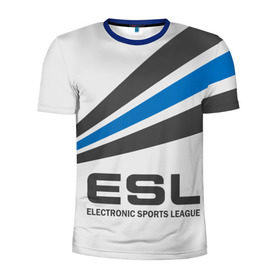 Мужская футболка 3D спортивная с принтом ESL в Тюмени, 100% полиэстер с улучшенными характеристиками | приталенный силуэт, круглая горловина, широкие плечи, сужается к линии бедра | cs go | cyber | dota 2 | progamer | sport | киберспорт