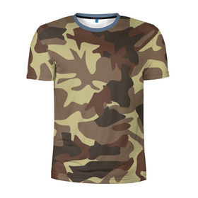 Мужская футболка 3D спортивная с принтом Коричневый камуфляж в Тюмени, 100% полиэстер с улучшенными характеристиками | приталенный силуэт, круглая горловина, широкие плечи, сужается к линии бедра | camo | camouflage | камо | хаки