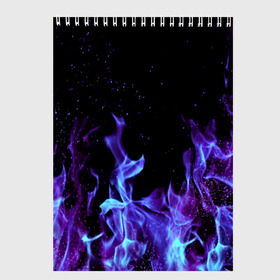 Скетчбук с принтом Синий огонь в Тюмени, 100% бумага
 | 48 листов, плотность листов — 100 г/м2, плотность картонной обложки — 250 г/м2. Листы скреплены сверху удобной пружинной спиралью | Тематика изображения на принте: дым | разные | синий | цветные