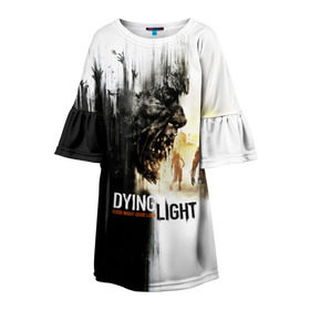 Детское платье 3D с принтом Dying Light в Тюмени, 100% полиэстер | прямой силуэт, чуть расширенный к низу. Круглая горловина, на рукавах — воланы | Тематика изображения на принте: dying light | horror | зомби | ужасы