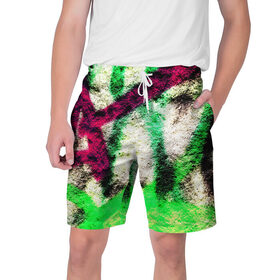Мужские шорты 3D с принтом Grunge color в Тюмени,  полиэстер 100% | прямой крой, два кармана без застежек по бокам. Мягкая трикотажная резинка на поясе, внутри которой широкие завязки. Длина чуть выше колен | граффити | стена
