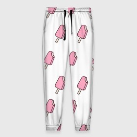 Мужские брюки 3D с принтом Мороженое розовое в Тюмени, 100% полиэстер | манжеты по низу, эластичный пояс регулируется шнурком, по бокам два кармана без застежек, внутренняя часть кармана из мелкой сетки | ice cream | мода | мороженое | тренд