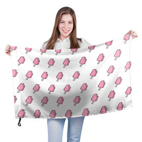 Флаг 3D с принтом Мороженое розовое в Тюмени, 100% полиэстер | плотность ткани — 95 г/м2, размер — 67 х 109 см. Принт наносится с одной стороны | ice cream | мода | мороженое | тренд