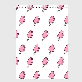 Скетчбук с принтом Мороженое розовое в Тюмени, 100% бумага
 | 48 листов, плотность листов — 100 г/м2, плотность картонной обложки — 250 г/м2. Листы скреплены сверху удобной пружинной спиралью | ice cream | мода | мороженое | тренд