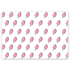 Поздравительная открытка с принтом Мороженое розовое в Тюмени, 100% бумага | плотность бумаги 280 г/м2, матовая, на обратной стороне линовка и место для марки
 | ice cream | мода | мороженое | тренд