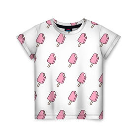 Детская футболка 3D с принтом Мороженое розовое в Тюмени, 100% гипоаллергенный полиэфир | прямой крой, круглый вырез горловины, длина до линии бедер, чуть спущенное плечо, ткань немного тянется | ice cream | мода | мороженое | тренд