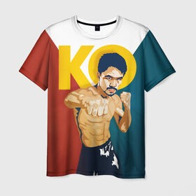 Мужская футболка 3D с принтом KO в Тюмени, 100% полиэфир | прямой крой, круглый вырез горловины, длина до линии бедер | мэнни пакьяо