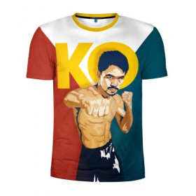 Мужская футболка 3D спортивная с принтом KO в Тюмени, 100% полиэстер с улучшенными характеристиками | приталенный силуэт, круглая горловина, широкие плечи, сужается к линии бедра | мэнни пакьяо