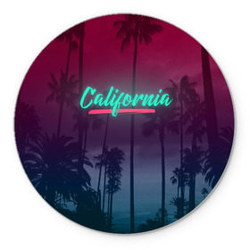 Коврик круглый с принтом California в Тюмени, резина и полиэстер | круглая форма, изображение наносится на всю лицевую часть | america | california | city | state | sun. summer | америка | город | калифорния | лето | солнце | штат