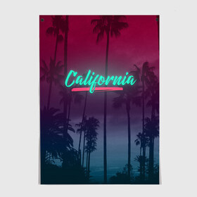 Постер с принтом California в Тюмени, 100% бумага
 | бумага, плотность 150 мг. Матовая, но за счет высокого коэффициента гладкости имеет небольшой блеск и дает на свету блики, но в отличии от глянцевой бумаги не покрыта лаком | america | california | city | state | sun. summer | америка | город | калифорния | лето | солнце | штат