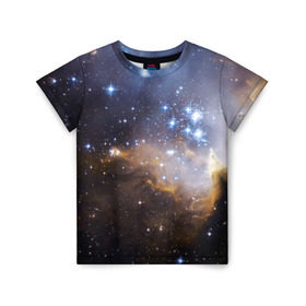 Детская футболка 3D с принтом Вселенная в Тюмени, 100% гипоаллергенный полиэфир | прямой крой, круглый вырез горловины, длина до линии бедер, чуть спущенное плечо, ткань немного тянется | вселенная | галактика | звёзды | космическое пространство | космос | созвездие