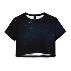 Женская футболка 3D укороченная с принтом Deep Space в Тюмени, 100% полиэстер | круглая горловина, длина футболки до линии талии, рукава с отворотами | star | звезды