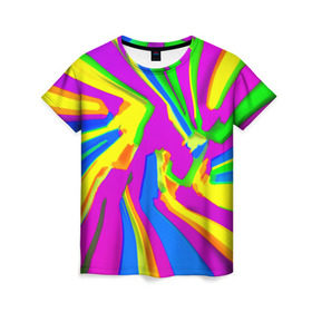 Женская футболка 3D с принтом Tie-Dye в Тюмени, 100% полиэфир ( синтетическое хлопкоподобное полотно) | прямой крой, круглый вырез горловины, длина до линии бедер | 