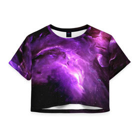 Женская футболка 3D укороченная с принтом cosmos в Тюмени, 100% полиэстер | круглая горловина, длина футболки до линии талии, рукава с отворотами | вселенная | галактика | звезды
