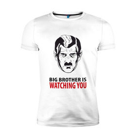 Мужская футболка премиум с принтом Big Brother is watching you в Тюмени, 92% хлопок, 8% лайкра | приталенный силуэт, круглый вырез ворота, длина до линии бедра, короткий рукав | 1984 | большой брат | джордж оурелл
