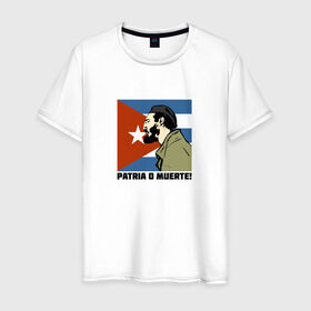 Мужская футболка хлопок с принтом Фидель Кастро в Тюмени, 100% хлопок | прямой крой, круглый вырез горловины, длина до линии бедер, слегка спущенное плечо. | 