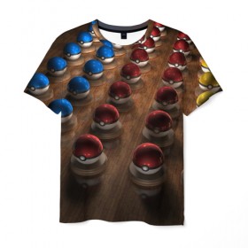 Мужская футболка 3D с принтом Wood в Тюмени, 100% полиэфир | прямой крой, круглый вырез горловины, длина до линии бедер | bulbasaur | pikachu | pokemon | squirtle | бальбазар | пикачу | покемон | сквиртл