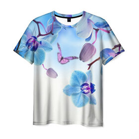 Мужская футболка 3D с принтом Flowers в Тюмени, 100% полиэфир | прямой крой, круглый вырез горловины, длина до линии бедер | арт | краска | лето | лучи | любовь | новинки | популярные | природа | рисунки | свет | цветы