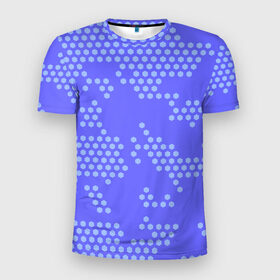 Мужская футболка 3D спортивная с принтом Кибер камуфляж 7 в Тюмени, 100% полиэстер с улучшенными характеристиками | приталенный силуэт, круглая горловина, широкие плечи, сужается к линии бедра | пиксели | сиреневый | точки