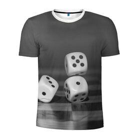 Мужская футболка 3D спортивная с принтом Игральные кости в Тюмени, 100% полиэстер с улучшенными характеристиками | приталенный силуэт, круглая горловина, широкие плечи, сужается к линии бедра | кубик