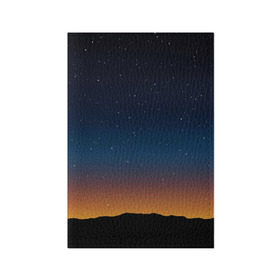 Обложка для паспорта матовая кожа с принтом Звездное небо в Тюмени, натуральная матовая кожа | размер 19,3 х 13,7 см; прозрачные пластиковые крепления | Тематика изображения на принте: вселенная | галактика | горизон | звезды | небо | ночь