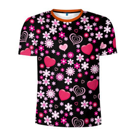 Мужская футболка 3D спортивная с принтом Волшебный орнамент в Тюмени, 100% полиэстер с улучшенными характеристиками | приталенный силуэт, круглая горловина, широкие плечи, сужается к линии бедра | Тематика изображения на принте: heart | любовь | орнамент | сердце | узор