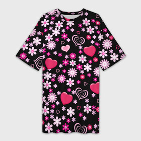 Платье-футболка 3D с принтом Волшебный орнамент в Тюмени,  |  | Тематика изображения на принте: heart | любовь | орнамент | сердце | узор