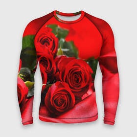 Мужской рашгард 3D с принтом Розы в Тюмени,  |  | Тематика изображения на принте: букет | красная | лепесток | разноцветная | роза | цветок