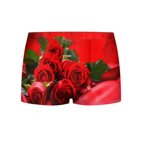 Мужские трусы 3D с принтом Розы в Тюмени, 50% хлопок, 50% полиэстер | классическая посадка, на поясе мягкая тканевая резинка | Тематика изображения на принте: букет | красная | лепесток | разноцветная | роза | цветок