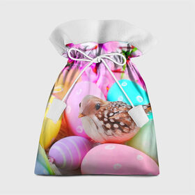 Подарочный 3D мешок с принтом Пасхальные яйца в Тюмени, 100% полиэстер | Размер: 29*39 см | Тематика изображения на принте: пасха | праздник | птичка