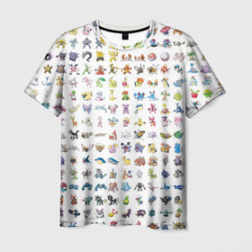 Мужская футболка 3D с принтом Wall в Тюмени, 100% полиэфир | прямой крой, круглый вырез горловины, длина до линии бедер | bulbasaur | pikachu | pokemon | squirtle | бальбазар | пикачу | покемон | сквиртл