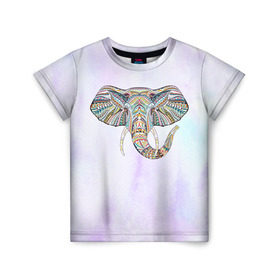 Детская футболка 3D с принтом Слон в Тюмени, 100% гипоаллергенный полиэфир | прямой крой, круглый вырез горловины, длина до линии бедер, чуть спущенное плечо, ткань немного тянется | Тематика изображения на принте: слон