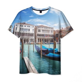 Мужская футболка 3D с принтом Италия (Венеция) в Тюмени, 100% полиэфир | прямой крой, круглый вырез горловины, длина до линии бедер | europe | italy | venice | венеция | вода | европа | ес | италия | каникулы | лодки | отдых | отпуск | солнце | туризм