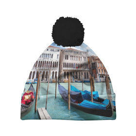 Шапка 3D c помпоном с принтом Италия (Венеция) в Тюмени, 100% полиэстер | универсальный размер, печать по всей поверхности изделия | europe | italy | venice | венеция | вода | европа | ес | италия | каникулы | лодки | отдых | отпуск | солнце | туризм