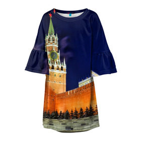 Детское платье 3D с принтом Кремль в Тюмени, 100% полиэстер | прямой силуэт, чуть расширенный к низу. Круглая горловина, на рукавах — воланы | moscow | russia | гордость | кремль | москва | отечество | родина | россия | столица
