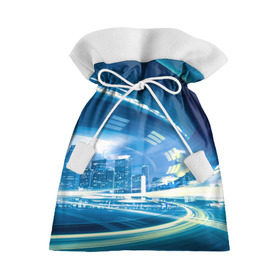 Подарочный 3D мешок с принтом Мегаполис в Тюмени, 100% полиэстер | Размер: 29*39 см | night city | высотки | город | движение | мегаполис | неоновый свет | ночная жизнь | ночной город | огни | поток | столица | трафик