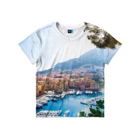 Детская футболка 3D с принтом Монако в Тюмени, 100% гипоаллергенный полиэфир | прямой крой, круглый вырез горловины, длина до линии бедер, чуть спущенное плечо, ткань немного тянется | europe | monaco | гламур | европа | загар | княжество | миллионеры | монако | отдых | отпуск | пляж | роскошь | солнце | средиземное море | туризм