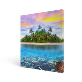 Холст квадратный с принтом Мальдивы в Тюмени, 100% ПВХ |  | Тематика изображения на принте: загар | каникулы | мальдивские острова | мальдивы | отдых | отпуск | пляж | приключения | солнце | туризм
