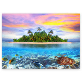 Поздравительная открытка с принтом Мальдивы в Тюмени, 100% бумага | плотность бумаги 280 г/м2, матовая, на обратной стороне линовка и место для марки
 | загар | каникулы | мальдивские острова | мальдивы | отдых | отпуск | пляж | приключения | солнце | туризм