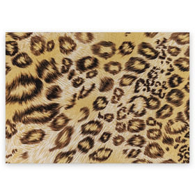 Поздравительная открытка с принтом Леопардовая ткань в Тюмени, 100% бумага | плотность бумаги 280 г/м2, матовая, на обратной стороне линовка и место для марки
 | гепард | гламур | леопард | мода | пятна | роскошь | ткань | точки | шерсть
