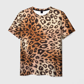 Мужская футболка 3D с принтом Леопардовая шкура в Тюмени, 100% полиэфир | прямой крой, круглый вырез горловины, длина до линии бедер | Тематика изображения на принте: гепард | гламур | леопард | мода | роскошь | шерсть