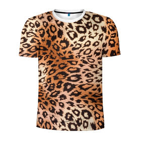 Мужская футболка 3D спортивная с принтом Леопардовая шкура в Тюмени, 100% полиэстер с улучшенными характеристиками | приталенный силуэт, круглая горловина, широкие плечи, сужается к линии бедра | Тематика изображения на принте: гепард | гламур | леопард | мода | роскошь | шерсть