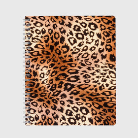 Тетрадь с принтом Леопардовая шкура в Тюмени, 100% бумага | 48 листов, плотность листов — 60 г/м2, плотность картонной обложки — 250 г/м2. Листы скреплены сбоку удобной пружинной спиралью. Уголки страниц и обложки скругленные. Цвет линий — светло-серый
 | Тематика изображения на принте: гепард | гламур | леопард | мода | роскошь | шерсть