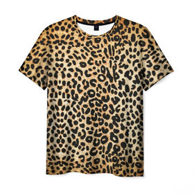 Мужская футболка 3D с принтом Гепард (шкура) в Тюмени, 100% полиэфир | прямой крой, круглый вырез горловины, длина до линии бедер | гепард | гламур | леопард | мода | пятна | роскошь | ткань | точки | шерсть