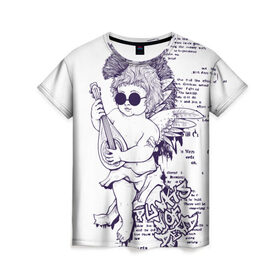 Женская футболка 3D с принтом Нежный ангел в Тюмени, 100% полиэфир ( синтетическое хлопкоподобное полотно) | прямой крой, круглый вырез горловины, длина до линии бедер | ангел | граффити | музыка | новинки | популярное | хиппи