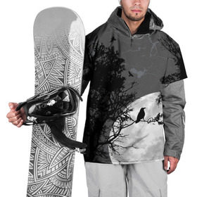 Накидка на куртку 3D с принтом Черный ворон в Тюмени, 100% полиэстер |  | Тематика изображения на принте: ворон | луна | новинки | ночь | полнолуние | природа | птица