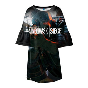Детское платье 3D с принтом Rainbow six | Siege в Тюмени, 100% полиэстер | прямой силуэт, чуть расширенный к низу. Круглая горловина, на рукавах — воланы | boom | fire | rainbowsix | siege | tom clansys